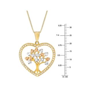 14k Gold Heart Tree Pendant Necklace